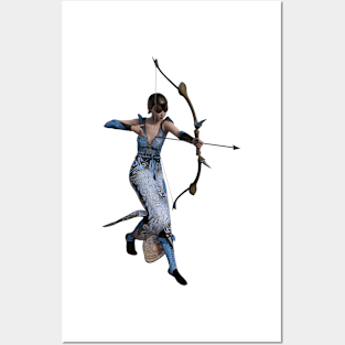 Archer Woman with Bow and Arrow Posters and Art